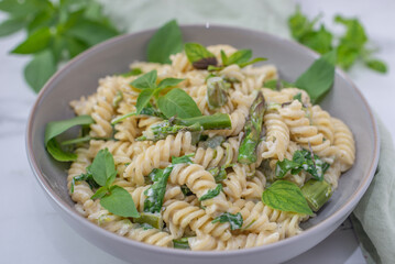 spring pasta with asparagus and wild garlic
