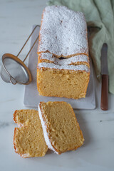 Traditional vanilla pound cake with lemon