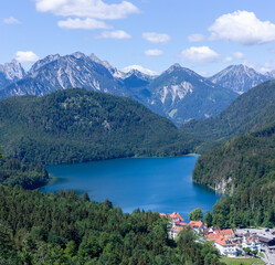 Obraz premium Panoramic view from the observation deck near Neuschwanstein Castle