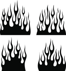Fire flames isolated on white background. Tribal tattoo design.