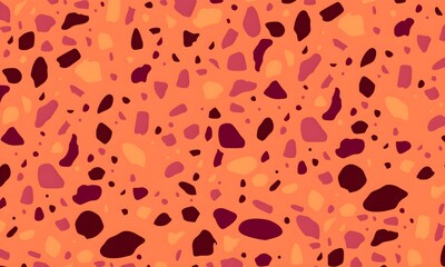 Colorful venetian terrazzo imitation seamless pattern. Realistic marble texture with stone fragments. Modern minimalistic floor tile for interior decoration. Trendy abstract illustration.