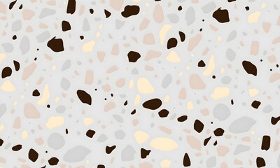 Colorful venetian terrazzo imitation seamless pattern. Realistic marble texture with stone fragments. Modern minimalistic floor tile for interior decoration. Trendy abstract illustration.