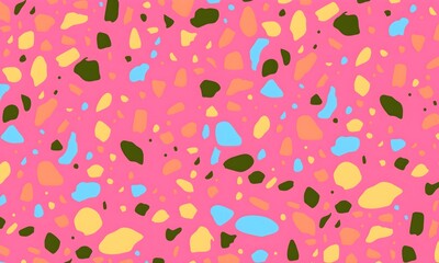 Abstract seamless pattern. Terrazzo backdrop with organic shapes. Modern texture for print, fabrics, textile, tile. illustration