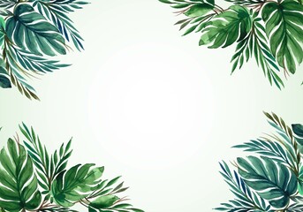 Fototapeta na wymiar Tropical watercolor leaf bunch nature background