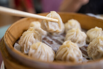 Chinese style steamed soup bun in restaurant