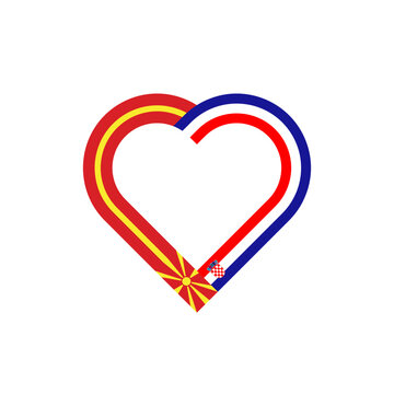 recommend clip art: unity concept. heart ribbon icon of north macedonia and croatia flags. vector illustration isolated on white background