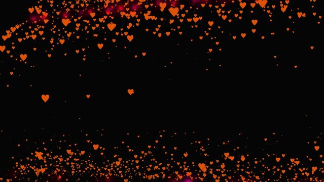 オレンジ色　ハート　シェイプ　図形　CG　パーティクル　アニメーション　モーショングラフィックス
