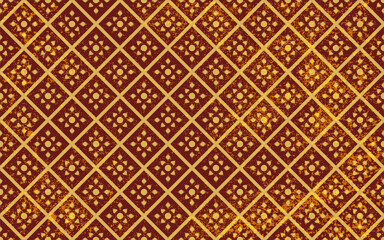 Thai modern repeat pattern in red and gold color