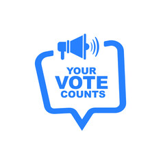 your vote counts sign on white background	