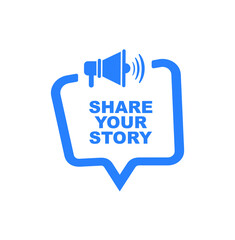 share your story on white background