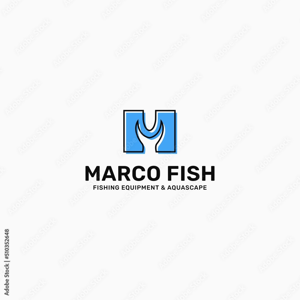 Wall mural Letter M Fish Logo Template Illustration Design - Wall murals