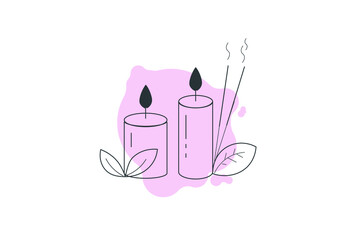 aromatherapy candle and incense sticks icon vector illustration 