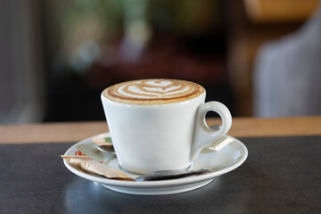 Cappuccino with a heart latte art