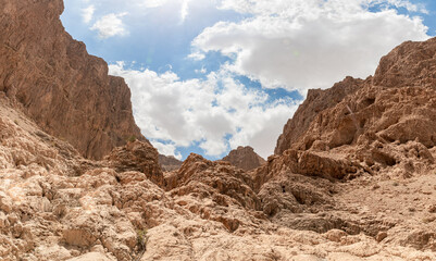 Stone  desert near the Khatsatson stream, on the Israeli side of the Dead Sea, near Jerusalem in Israel