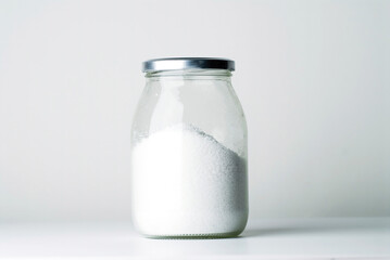 clear glass jar with white snow