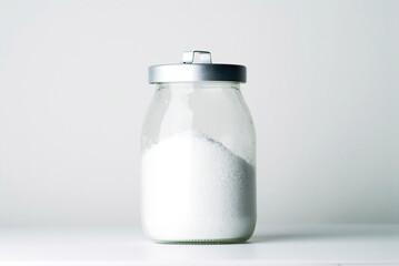 clear glass jar with white snow