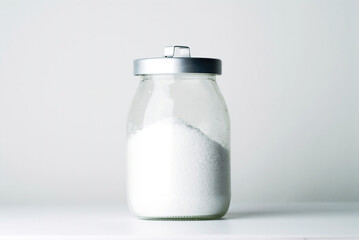 clear glass jar with white snow