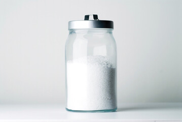 clear glass jar with white snow