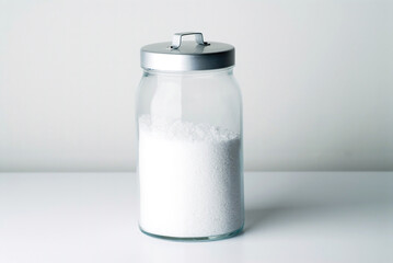 clear glass jar with white snow