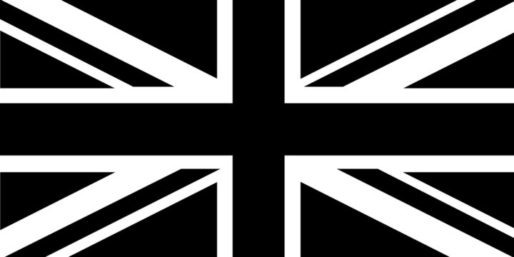 Union Jack UK Flag In Black And White