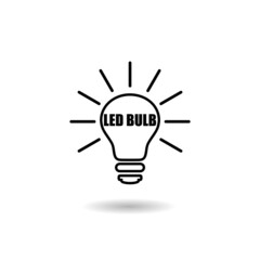 LED bulb line icon with shadow