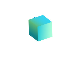 Iridescent Cube Vector White Background.