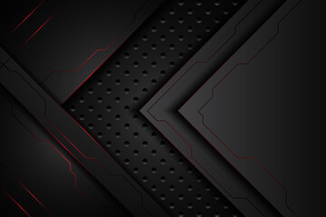 abstract metal carbon texture modern and edge lines red black on steel mesh. design futuristic technology background. vector illustration	