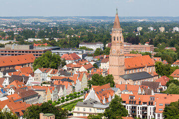 Obraz premium High angle view on church St. Jodok, Landshut.