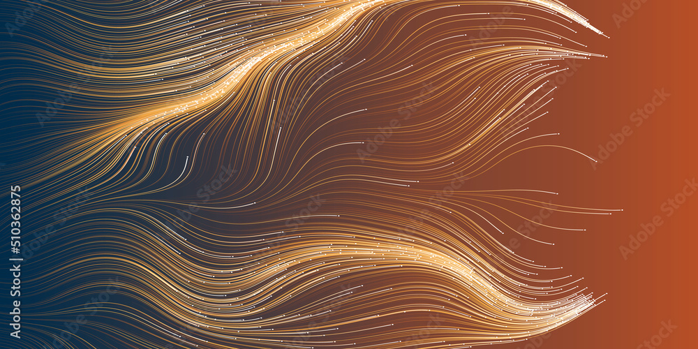 Aufkleber dark brown moving, flowing, stream of particles in curving, wavy lines - digitally generated dark fu