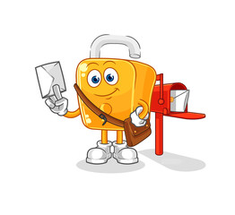 padlock postman vector. cartoon character