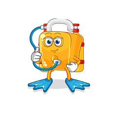 padlock diver cartoon. cartoon mascot vector