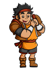 The strong fighter is ready to fight enemy and smile