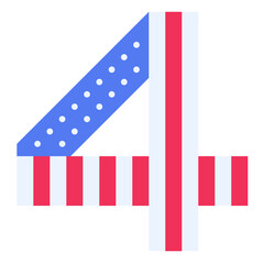 Number 4 icon,  Fourth of July related vector