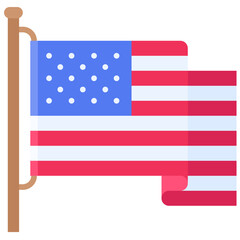 Flag of the United States icon,  Fourth of July related vector