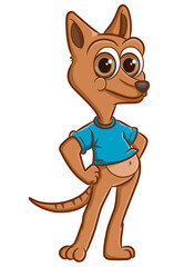 The happy tasmania is wearing a cloth and standing