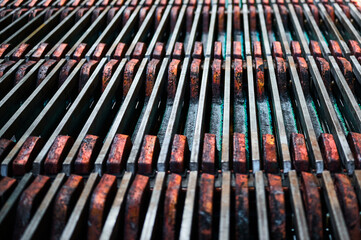 Electrolysis bathtub with installed copper anodes at plant