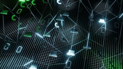 3d Rendering Digital world background binary map technology. Global network connection and data connections concept. Communication technology global world network