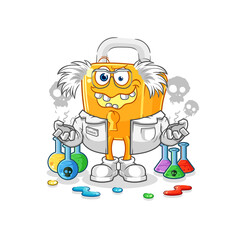 padlock mad scientist illustration. character vector