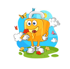 padlock pick flowers in spring. character vector