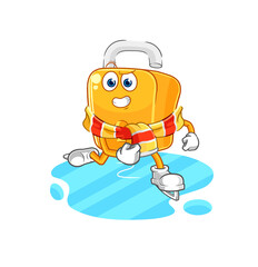 padlock ice skiing cartoon. character mascot vector