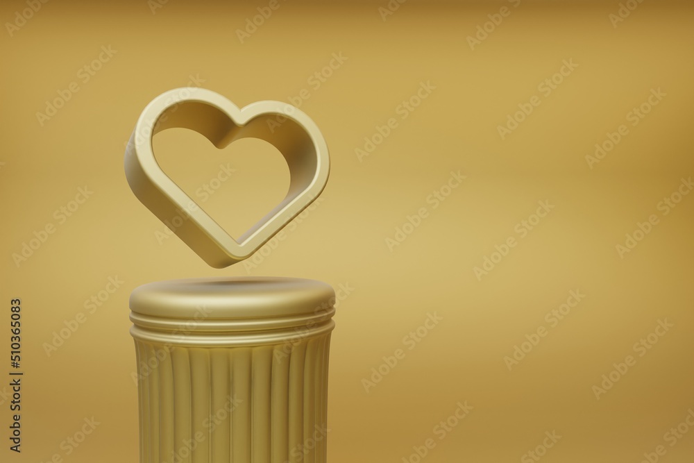 Aufkleber beautiful abstract illustrations golden heart symbol icons on a golden column and wonderful backgrou