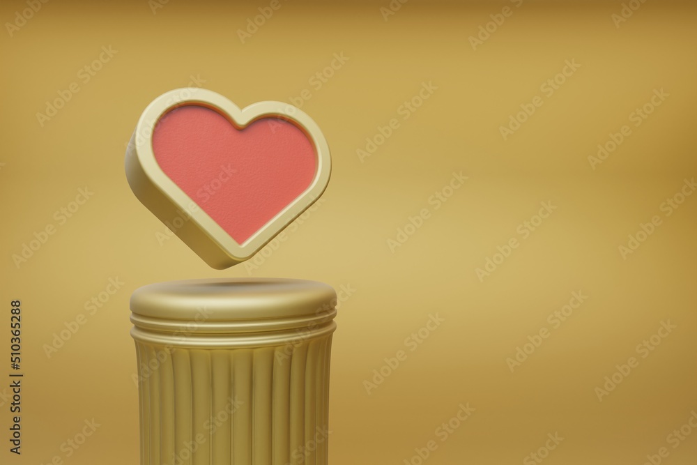Aufkleber beautiful abstract illustrations golden heart symbol icons on a golden column and wonderful backgrou