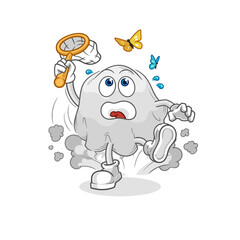 ghost catch butterfly illustration. character vector