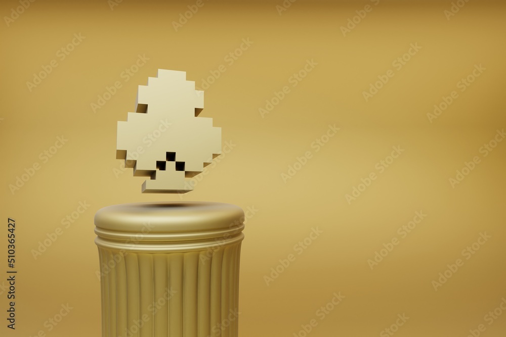 Leinwandbilder beautiful abstract illustrations golden golden pixel clubs symbol icons on a golden column and wonde