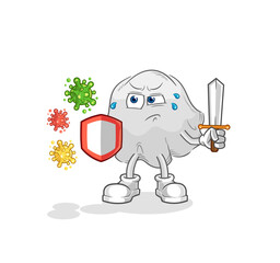 ghost against viruses cartoon. cartoon mascot vector
