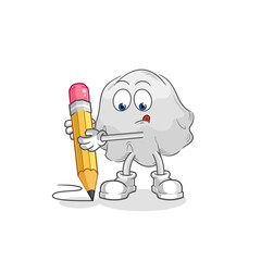 ghost write with pencil. cartoon mascot vector