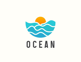Ocean sunset logo design