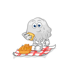 ghost on a picnic cartoon. cartoon mascot vector