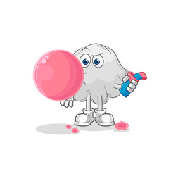 ghost chewing gum vector. cartoon character