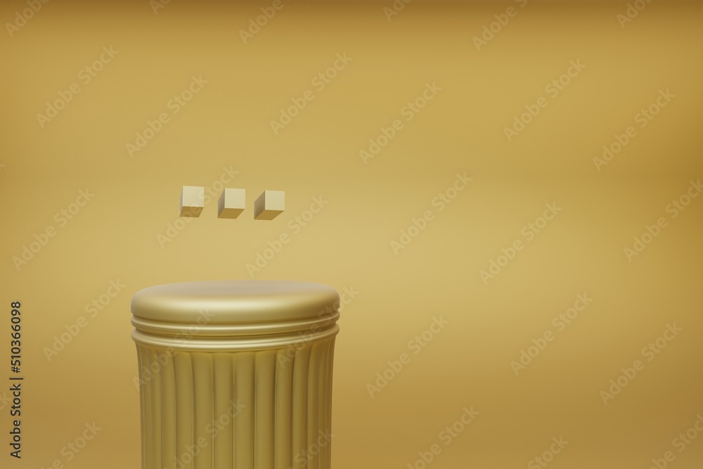 Poster beautiful abstract illustrations golden golden pixel ellipsis symbol icons on a golden column and wo